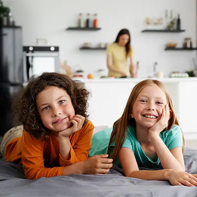 smiling kids looking at camera