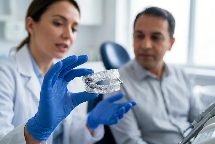 doctor holding an oral appliance device